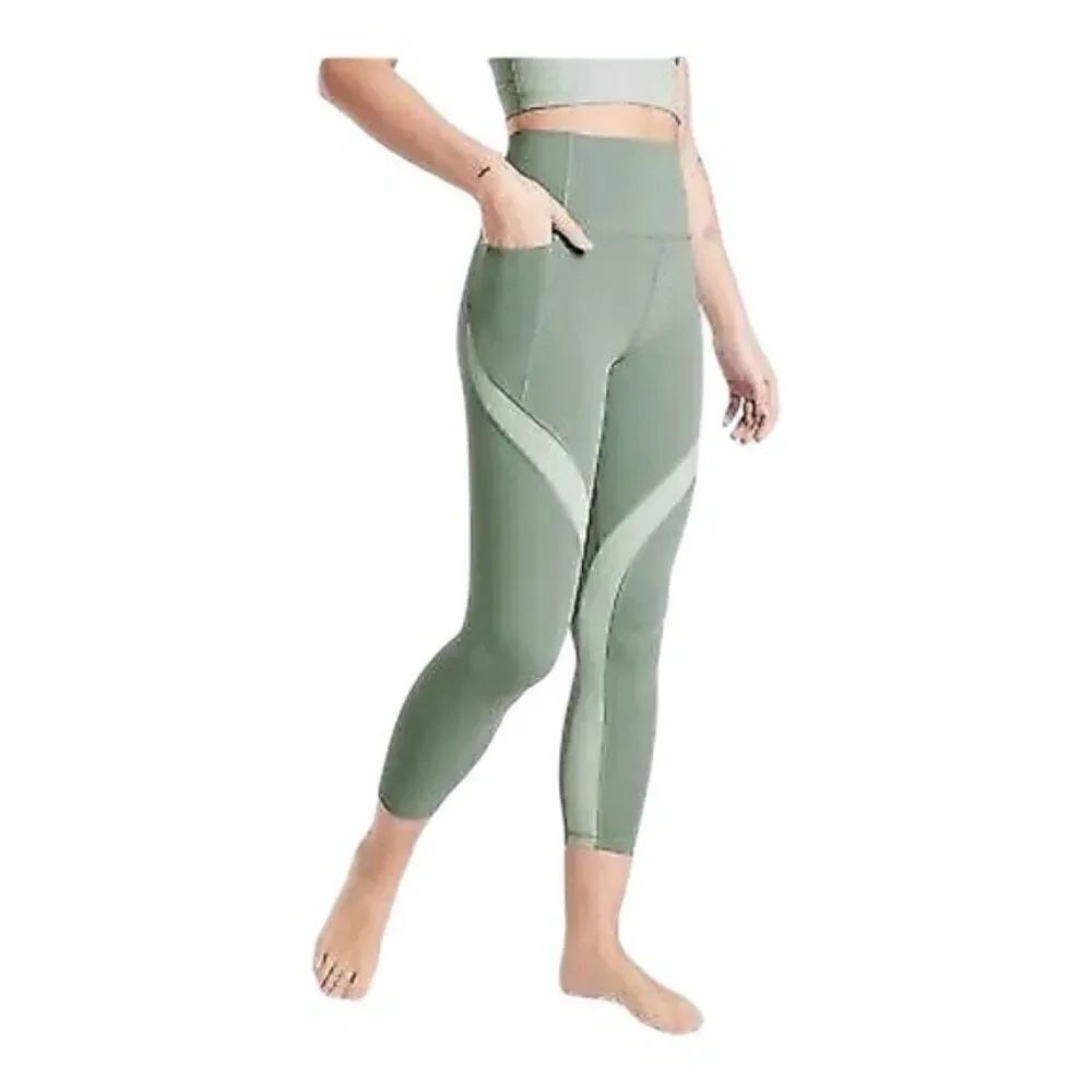 Athleta Salutation Stash Pocket Colorblock 7/8 Tight Green Plus Size 1X NWOT